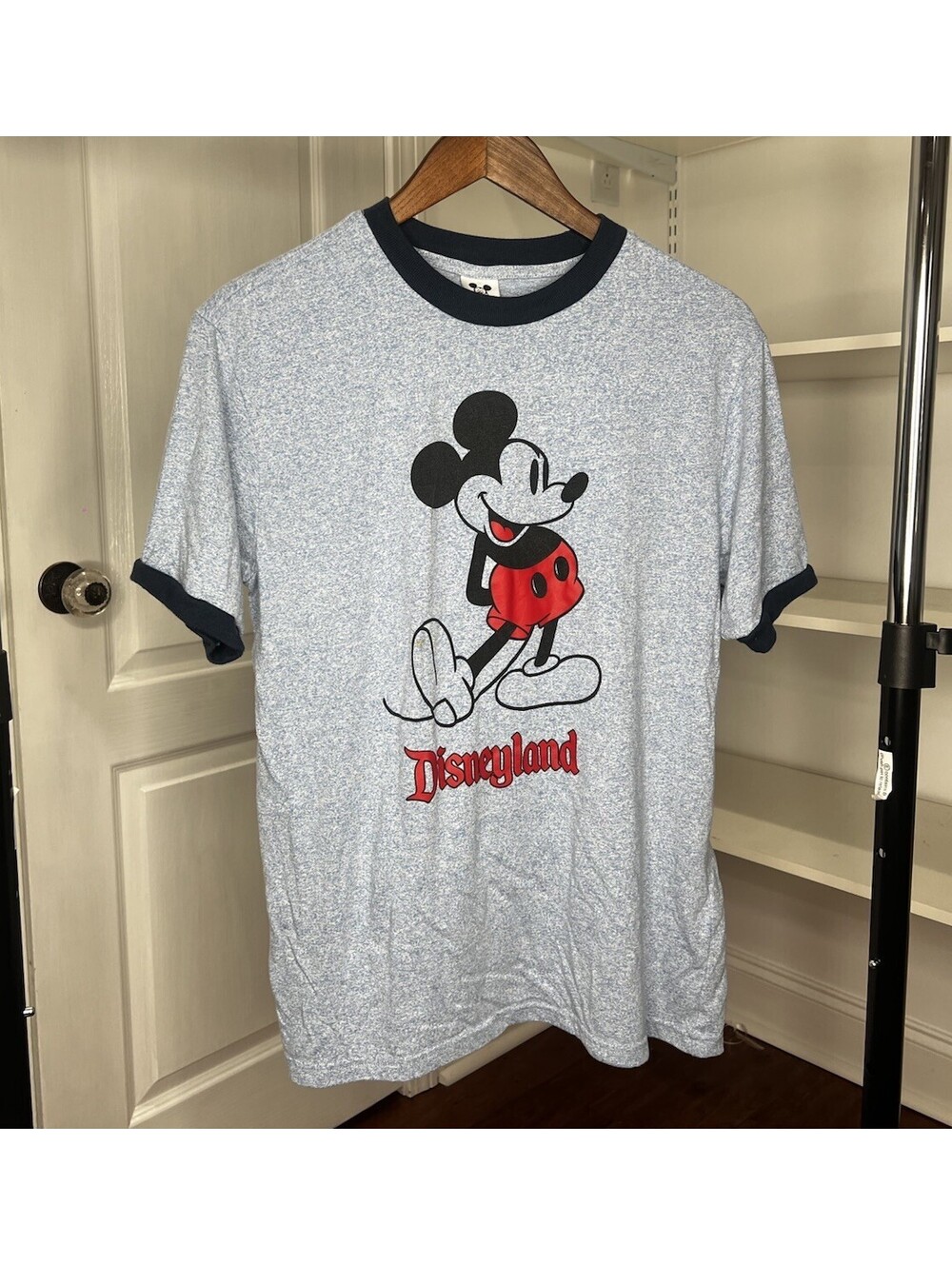 Disney Parks Disneyland Mickey Mouse Ringer T-Shirt Heather Blue Navy Size M